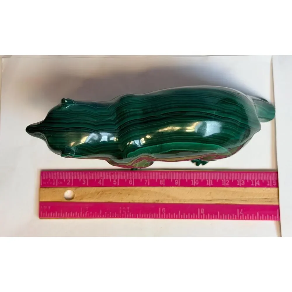 Super Large Malachite Bear Figurine | Green Carved Stone Crystal, Statue, Zaire